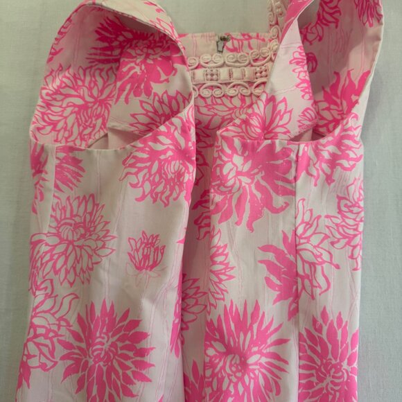 Lovely "The Lilly" Lilly Pulitzer Pink Floral Dress Crochet Detail Vintage Sz 14 - Picture 15 of 16